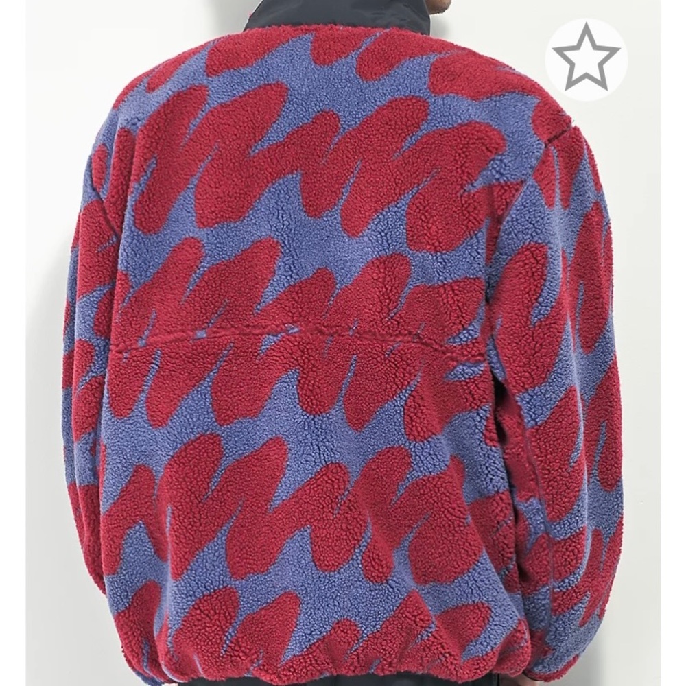 The brand is obey and the colors are purple and red/maroon and it’s an xl - Picture 3 of 4